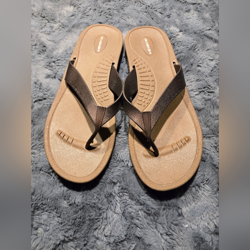 Okabashi flip flops sz 11 brown comfort wear